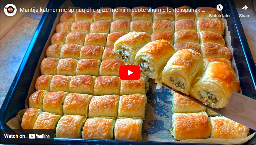 Mantija katmer me spinaq dhe gjize me nji medote shum e lehte